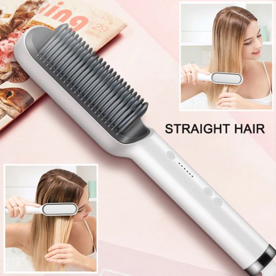 Hair Straight & curly comb brush with 5 Levels Heat